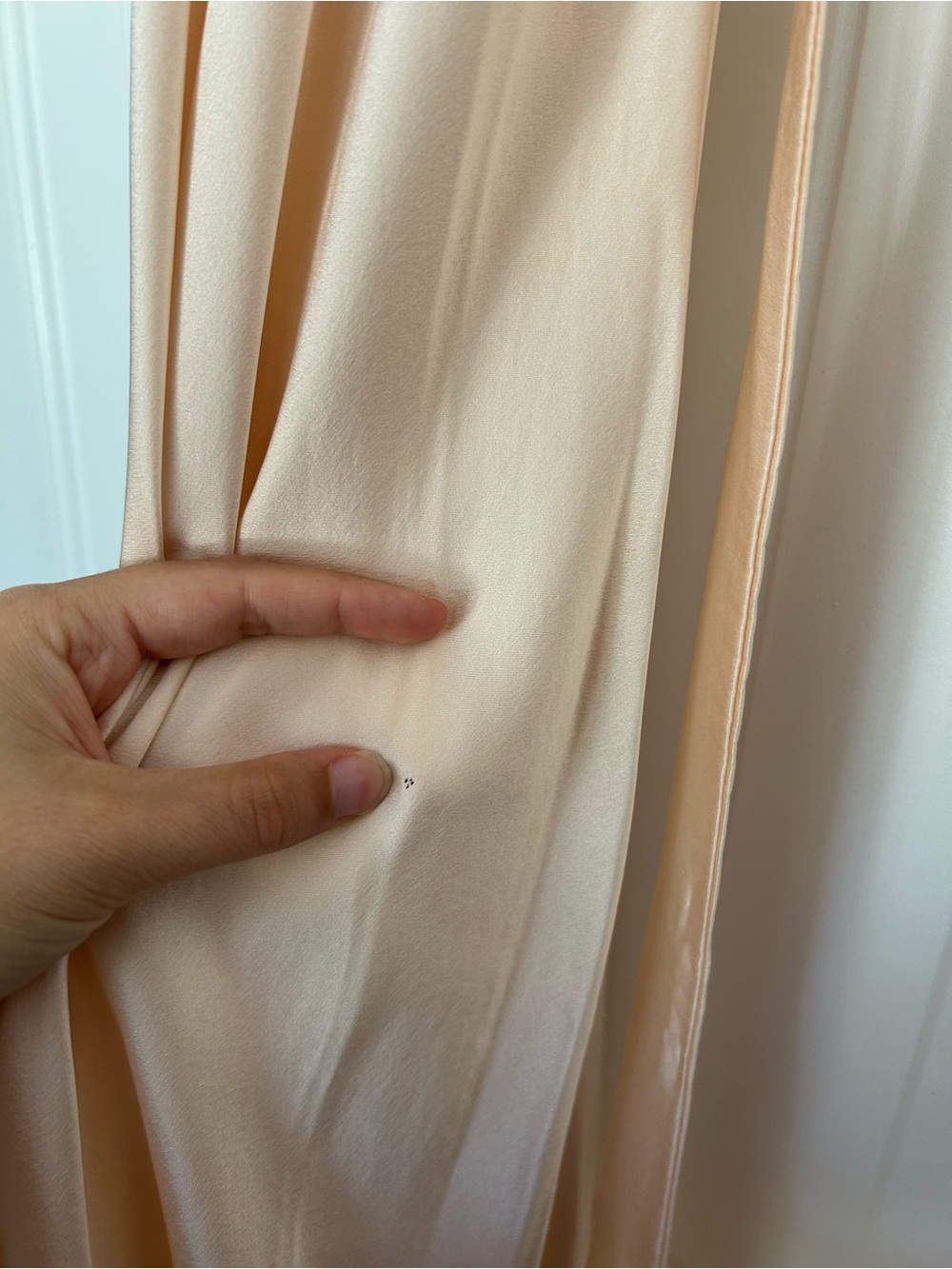 Silk Embroidered Bias Cut Maxi Dress Nightgown Soft Peach - Picture 11 of 11